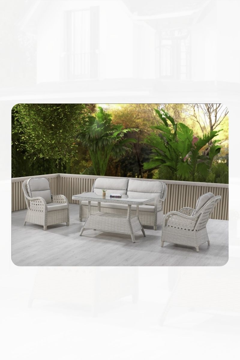 Cakha Midye Hasır Oturma Grubu 3 Lü 80x140 Cm