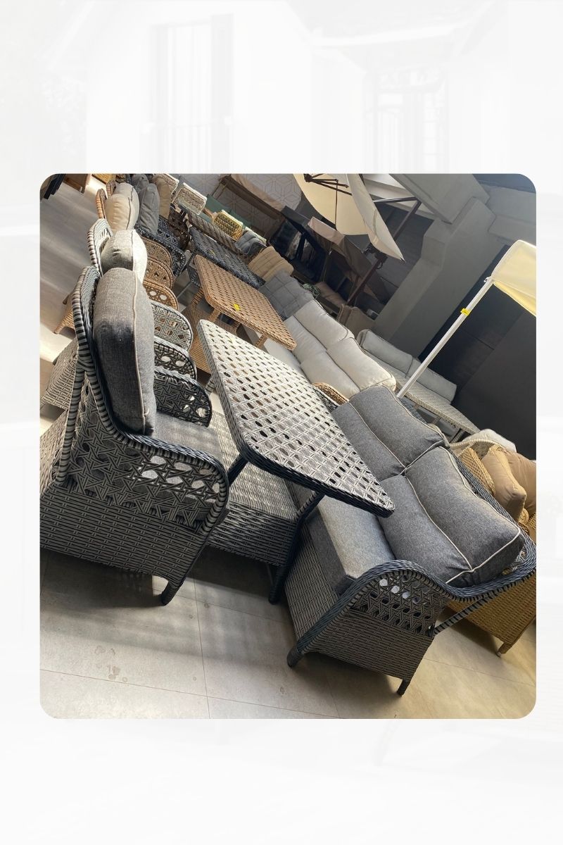 Cakha Midye Hasır Oturma Grubu 3 Lü 80x140 Cm