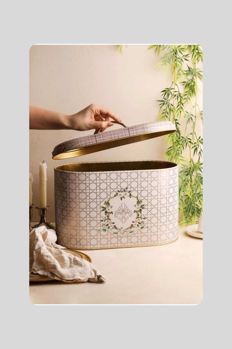 Metal Ekmeklik Desenli Oval 33x17 cm