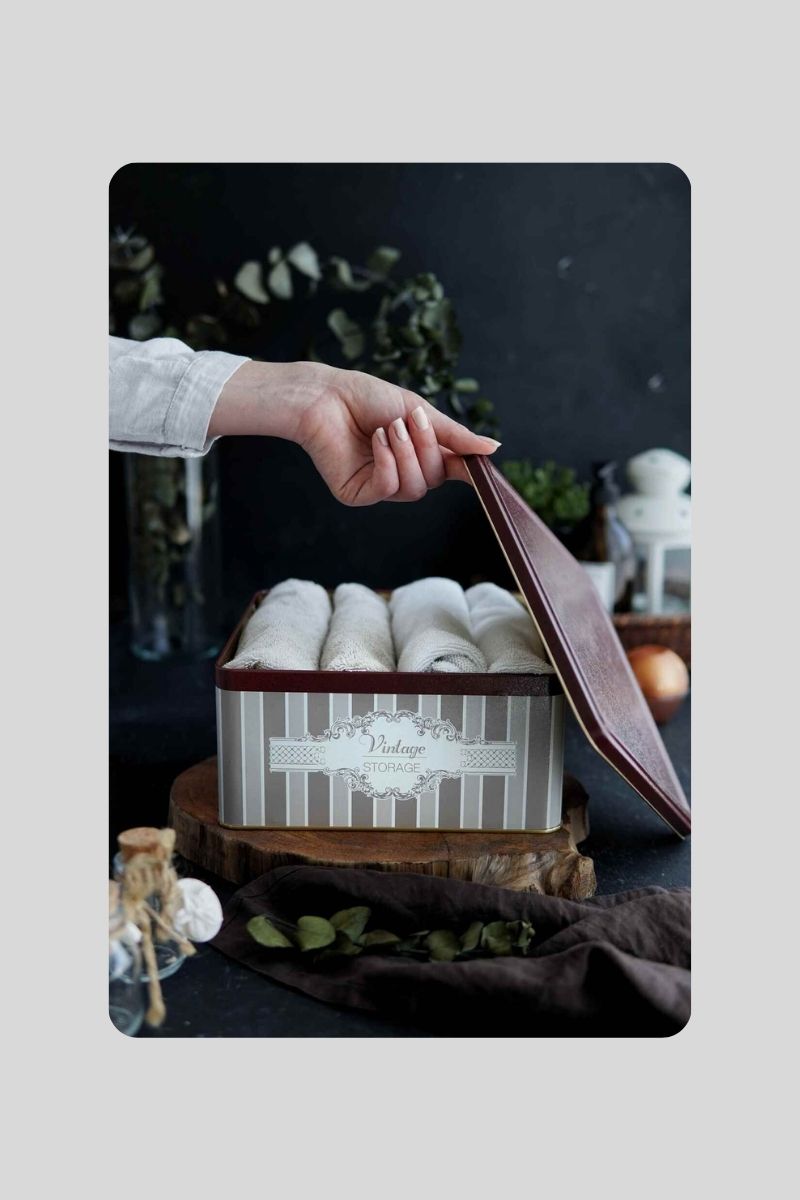 Metal Kare Kutu Tekli 23x23 cm 