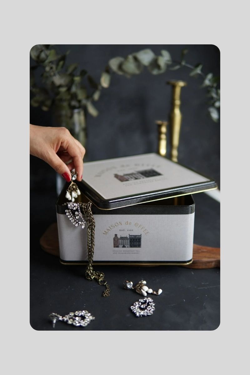 Metal Kare Kutu Tekli 23x23 cm 