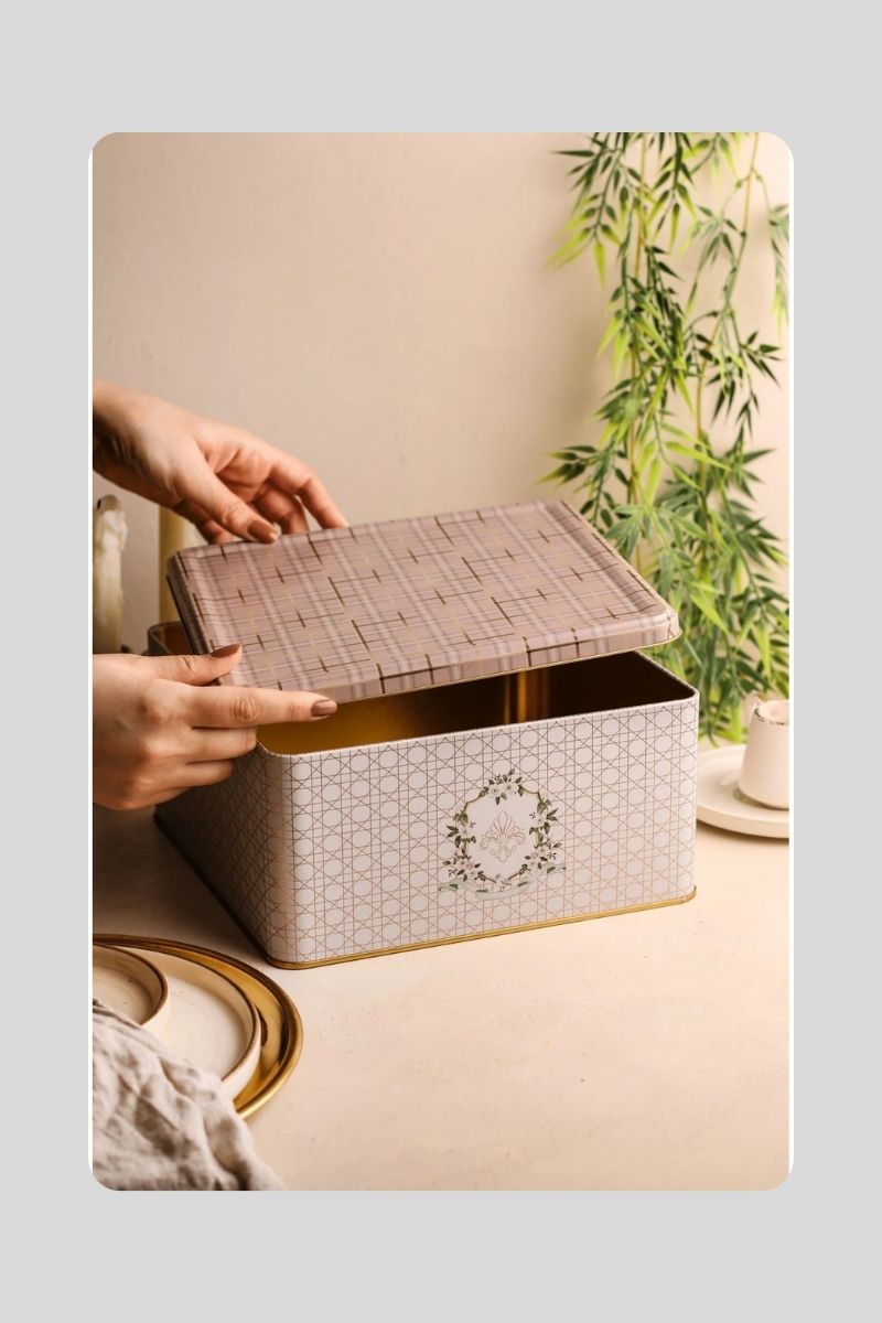 Metal Kare Kutu Tekli 23x23 cm 