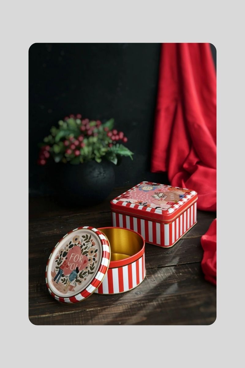 Metal Kare-Yuvarlak Kutu 2 li