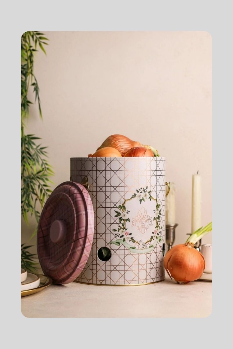 Metal Patates Soğan Kutusu 21 cm