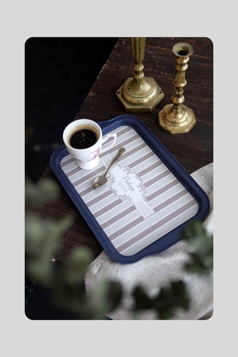 Metal Tepsi Desenli Dikd. 30x22 cm