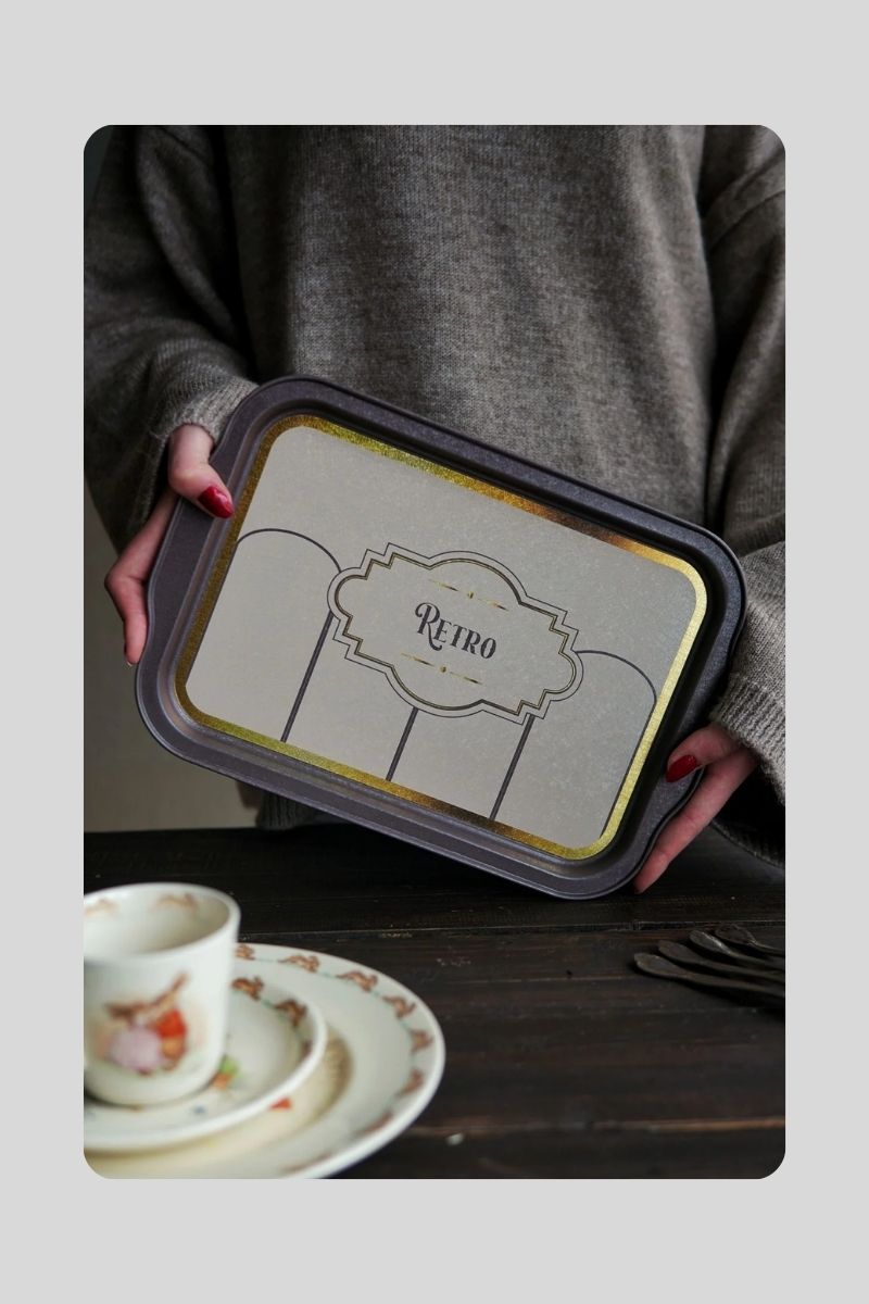 Metal Tepsi Desenli Dikd. 30x22 cm