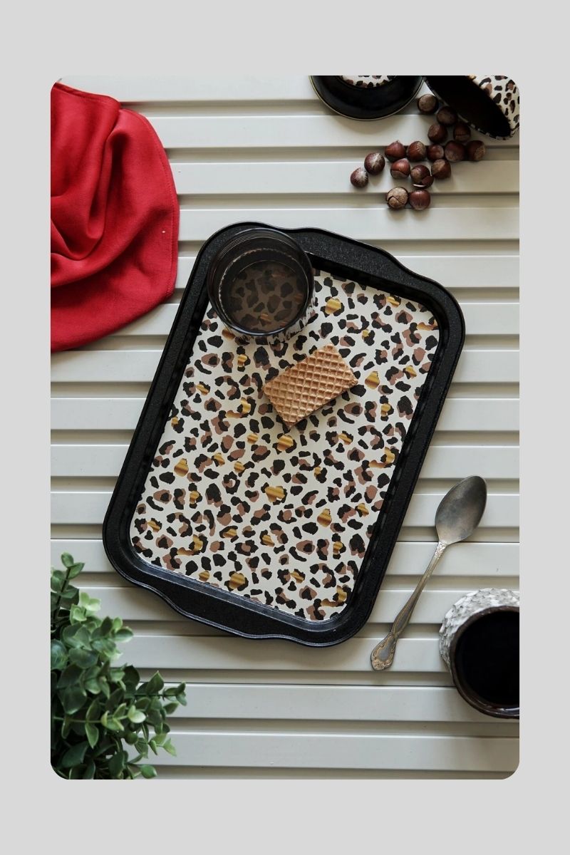 Metal Tepsi Desenli Dikd. 30x22 cm