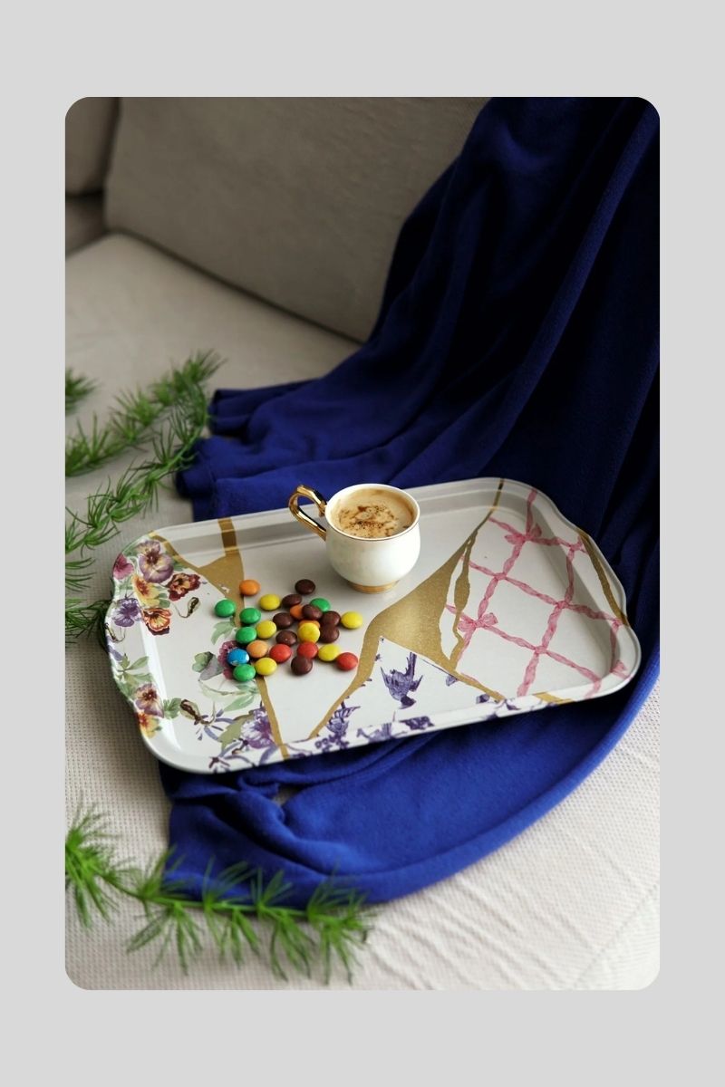 Metal Tepsi Desenli Dikd. 30x22 cm