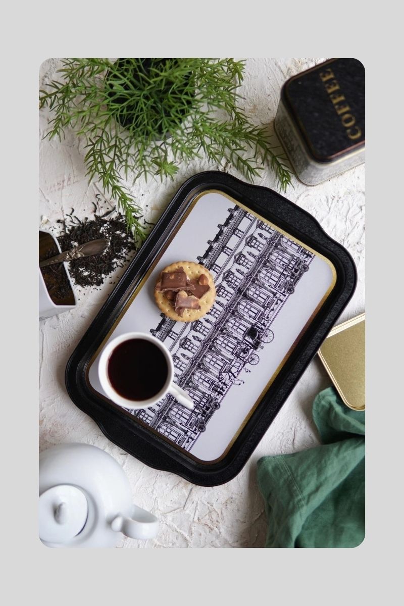 Metal Tepsi Desenli Dikd. 30x22 cm