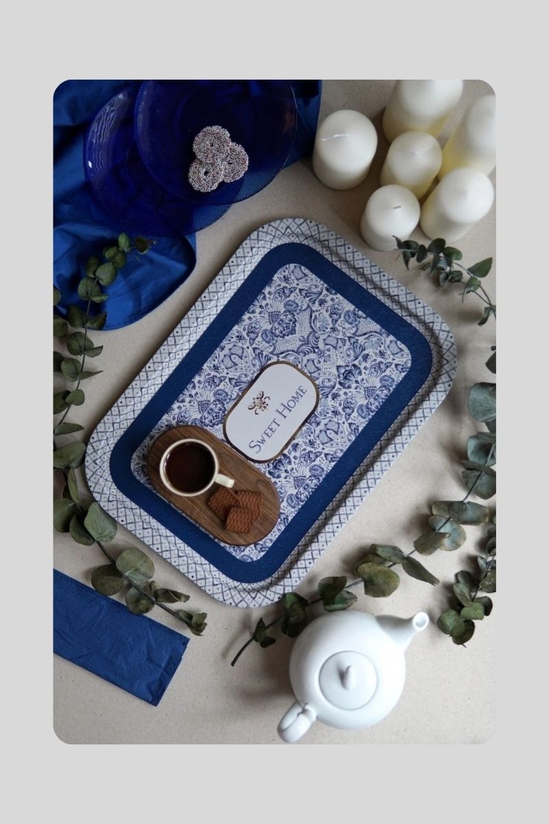 Metal Tepsi Desenli Dikd. 40X28 cm