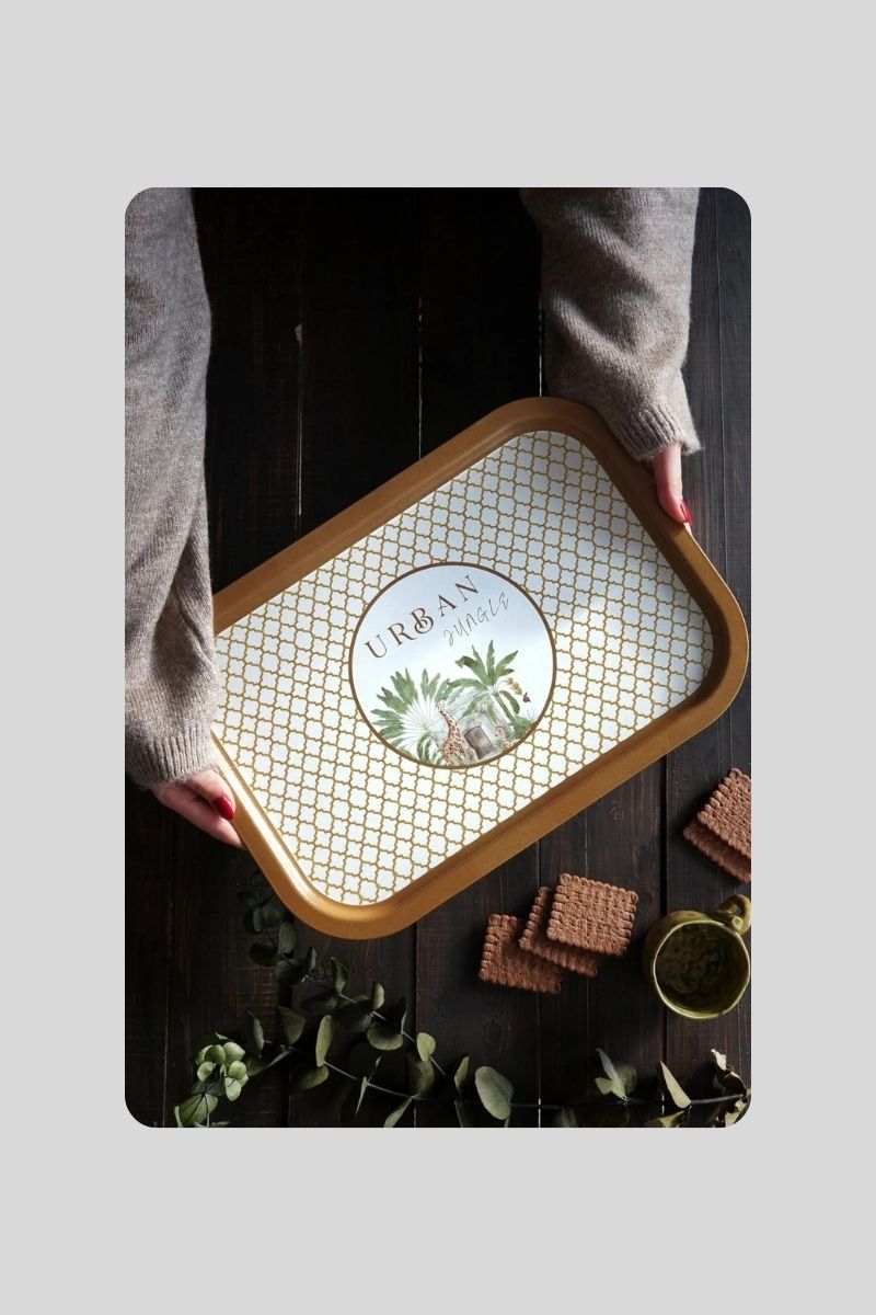 Metal Tepsi Desenli Dikd. 40X28 cm