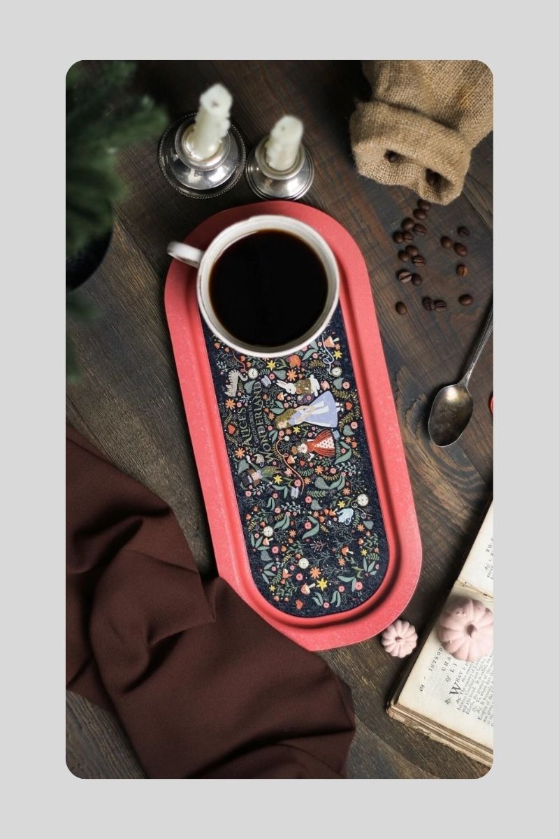 Metal Tepsi Desenli Oval 35x16 cm 