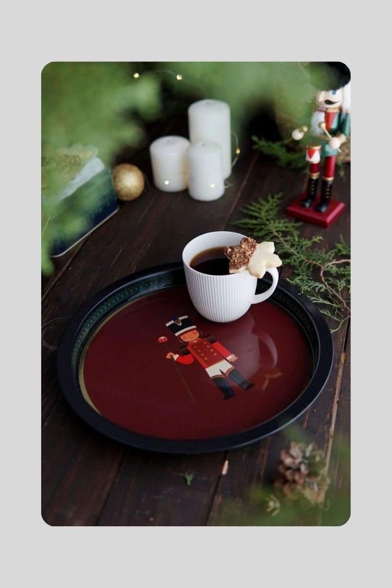 Metal Tepsi Desenli Yuvarlak 32 cm 