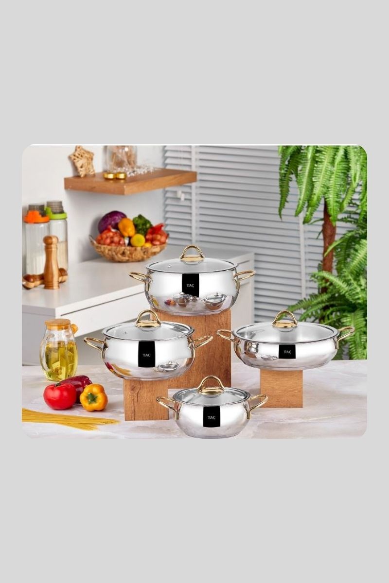 Taç Vitali Gold Çelik Tencere Seti 8 Prç 4760